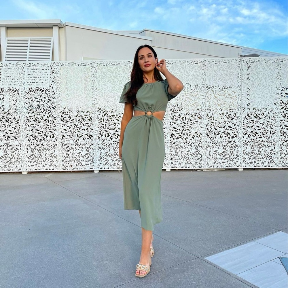 Zara Sage Green Midi Dress